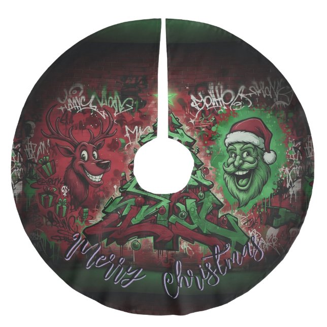 Falda Para El Árbol De Navidad De Poliéster Graffiti Christmas Tree Skirt 44" (Anverso)