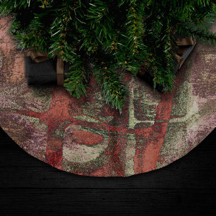 Falda Para El Árbol De Navidad De Poliéster Graffiti pintado Grunge Otoño Resto Verde Rojo