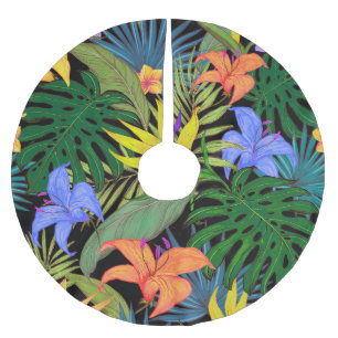 Falda Para El Árbol De Navidad De Poliéster Gráfica de flor tropical Hawai Aloha