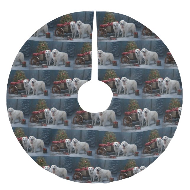 Falda Para El Árbol De Navidad De Poliéster Grandes Pirineos Decoración de Navidades Snowy Sle (Anverso)