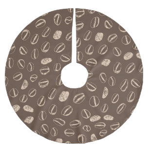 Falda Para El Árbol De Navidad De Poliéster Granos de café: Personalizado Doodle Vintage