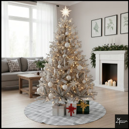 Falda Para El Árbol De Navidad De Poliéster Grayscale Pixelated Plaid Digital Static Texture