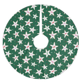 Falda Para El Árbol De Navidad De Poliéster Green Christmas Star Cookie Tree Skirt