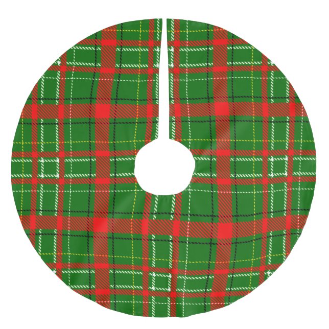 Falda Para El Árbol De Navidad De Poliéster Green Christmas Tartan Plaid Pattern Design  (Anverso)