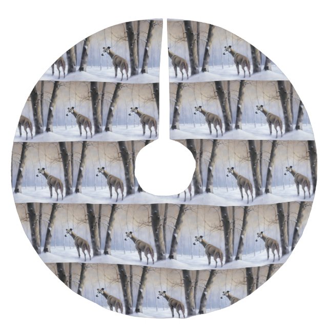 Falda Para El Árbol De Navidad De Poliéster Greyhound italiano deja que nieve Navidades (Anverso)