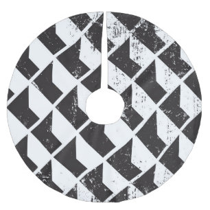 Falda Para El Árbol De Navidad De Poliéster Grunge isométrico: negro y blanco