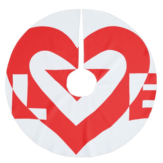 Falda Para El Árbol De Navidad De Poliéster Guay Love Graphic, rojo (Anverso)