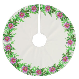 Falda Para El Árbol De Navidad De Poliéster Guirnalda de flores rosadas de oro rosa precioso