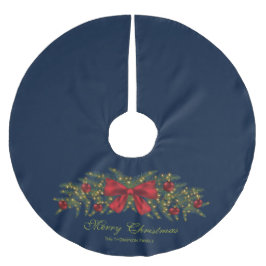 Falda Para El Árbol De Navidad De Poliéster Guirnalda de Navidad con un lazo rojo y adornos