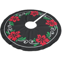 Falda Para El Árbol De Navidad De Poliéster Guirnalda de Navidad de Flor de Hibisco Roja Estil