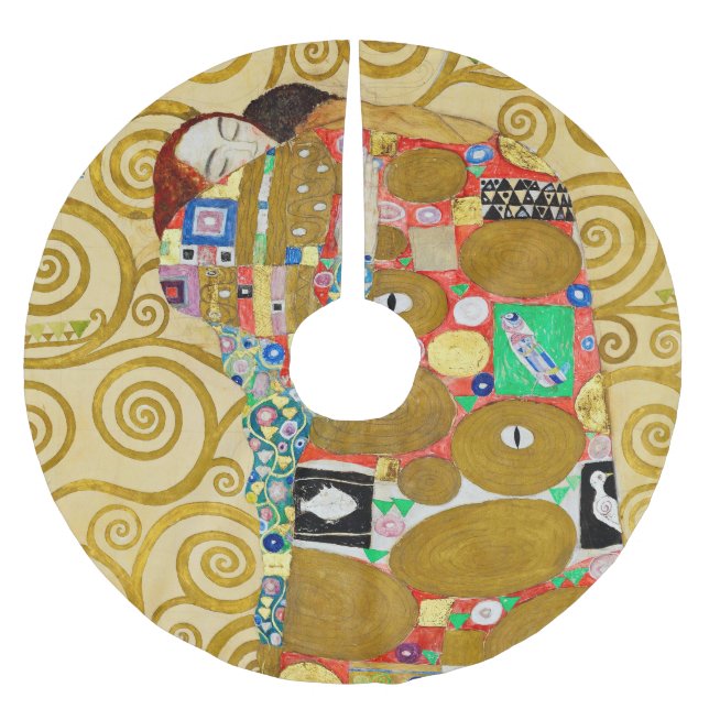 Falda Para El Árbol De Navidad De Poliéster Gustav Klimt Fulfillment Nouveau Couple (Anverso)