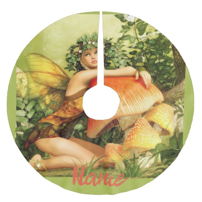 Falda Para El Árbol De Navidad De Poliéster Hadas de hongo Thunder_Cove (Anverso)