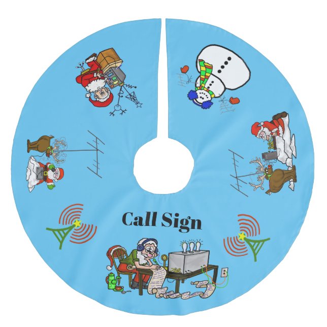 Falda Para El Árbol De Navidad De Poliéster Ham Radio Christmas Tree Skirt (Anverso)