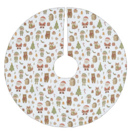 Falda Para El Árbol De Navidad De Poliéster Hand Drawn Woodland Animals Christmas Tree Skirt