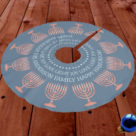 Falda Para El Árbol De Navidad De Poliéster Hanukkah Rustic Menorah Cute Blue Chrismukkah