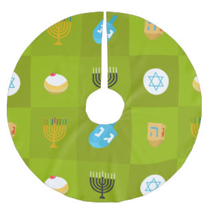 Falda Para El Árbol De Navidad De Poliéster hanukkah verde de bloques de color