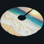 Falda Para El Árbol De Navidad De Poliéster Hermosa foto de Summer Beach Sunset<br><div class="desc">Esta Inspiradora playa de arena y mar y la puesta de sol del cielo crean un ambiente relajante y relajante en verano. Un horizonte marino tropical panorámico con puesta de sol en la playa, fotografía oceánica, lleno de hermosos colores dorados y naranjas de la puesta de sol, azul y turquesa...</div>