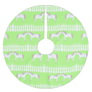 Falda Para El Árbol De Navidad De Poliéster Hermosos caballos Bodas blancos pateados