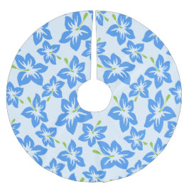 Falda Para El Árbol De Navidad De Poliéster Hibisco Azul, Flores Azules, Patrón De Flores