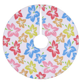 Falda Para El Árbol De Navidad De Poliéster Hibiscus Colorido, Patrón De Flores
