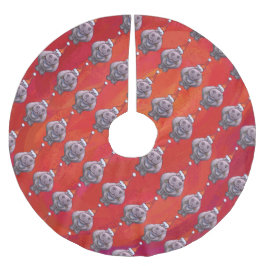 Falda Para El Árbol De Navidad De Poliéster Hipo lindo en patrón de Santa Hat en rojo