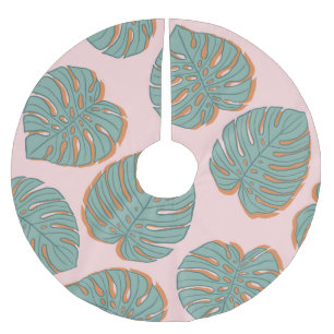 Falda Para El Árbol De Navidad De Poliéster Hoja de Monstera: Patrón Vintage Tropical