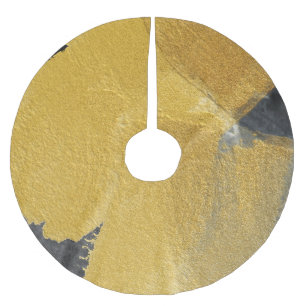 Falda Para El Árbol De Navidad De Poliéster Hoja de oro, diseño negro abstracto