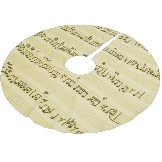 Falda Para El Árbol De Navidad De Poliéster Hoja manuscrita Canción de música notas marfil ant