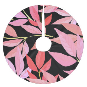 Falda Para El Árbol De Navidad De Poliéster Hojas botánicas, colorido patrón sin costura.