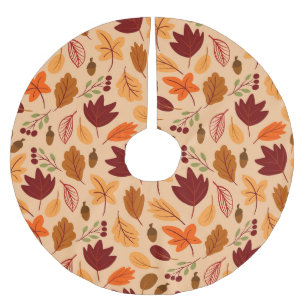 Falda Para El Árbol De Navidad De Poliéster Hojas de otoño, simple patrón infantil sin costura