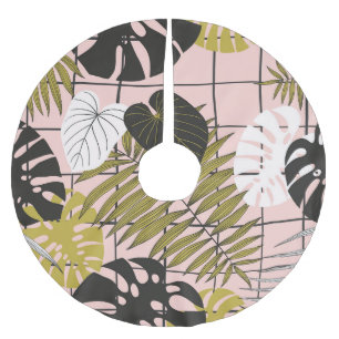 Falda Para El Árbol De Navidad De Poliéster hojas de palma tropical, verano elegante.