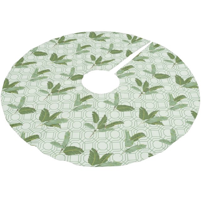 Falda Para El Árbol De Navidad De Poliéster Hojas de palma tropicales (Angular)