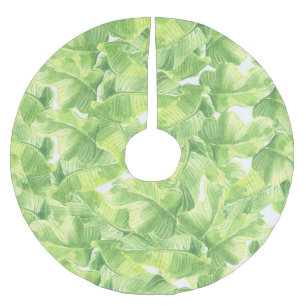 Falda Para El Árbol De Navidad De Poliéster Hojas exóticas: acuarela sin foco