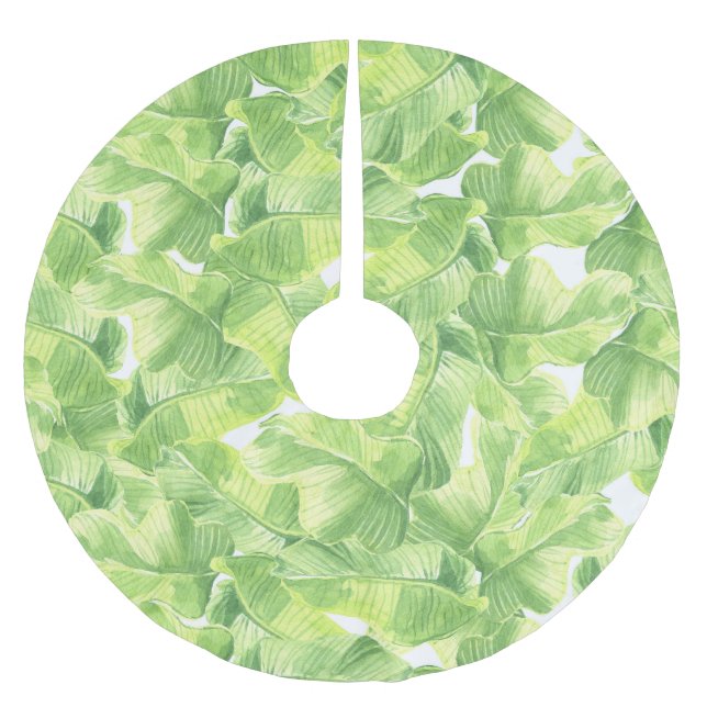 Falda Para El Árbol De Navidad De Poliéster Hojas exóticas: acuarela sin foco (Anverso)