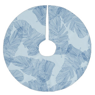 Falda Para El Árbol De Navidad De Poliéster Hojas Florales: Ilustraciones de la Línea Vintage.