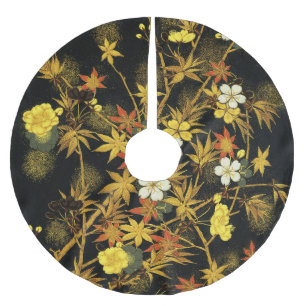 Falda Para El Árbol De Navidad De Poliéster Hojas japonesas de otoño Antiguo Botánico