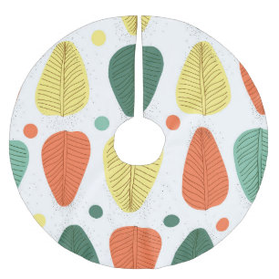 Falda Para El Árbol De Navidad De Poliéster Hojas pintadas de colores, fondo de negocios brill