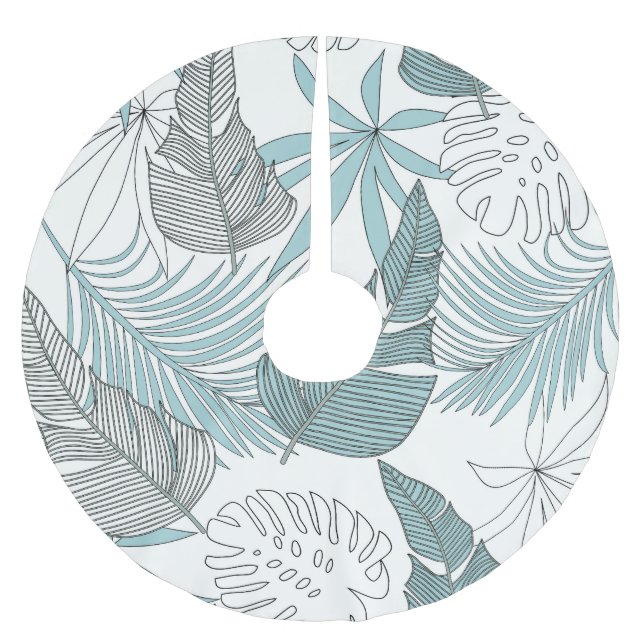 Falda Para El Árbol De Navidad De Poliéster Hojas Tropicales: Brillante Tendencia Sin Marea (Anverso)