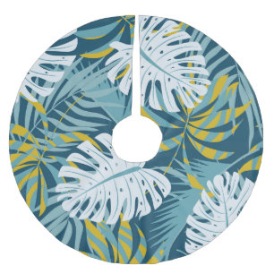 Falda Para El Árbol De Navidad De Poliéster Hojas tropicales coloridas, patrón abstracto origi