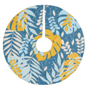 Falda Para El Árbol De Navidad De Poliéster Hojas tropicales: jungla abstracta