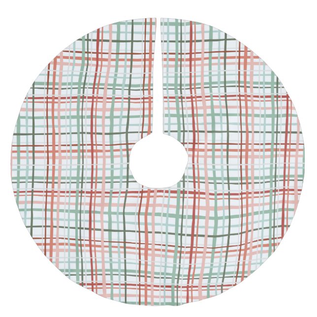 Falda Para El Árbol De Navidad De Poliéster Holiday Gingham - Alegre (Anverso)