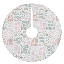 Falda Para El Árbol De Navidad De Poliéster Holiday Sayings & Symbols in Soft Seasonal Tones