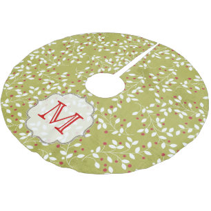 Falda Para El Árbol De Navidad De Poliéster Holly Bales Tree Branc Monograma Árbol inicial Ski