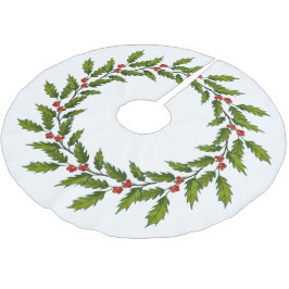 Falda Para El Árbol De Navidad De Poliéster Holly Berries diseña la falda del árbol de Navidad