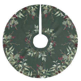 Falda Para El Árbol De Navidad De Poliéster Holly Berry Christmas Whimsy Tree Skirt