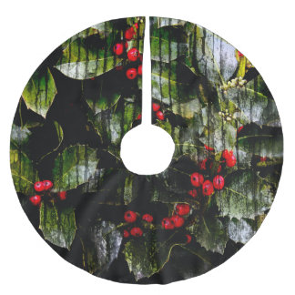 Falda Para El Árbol De Navidad De Poliéster Holly Berry Tree Skirt