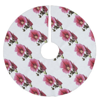 Falda Para El Árbol De Navidad De Poliéster Hollyhock Rosa Celestial Flor Malva Floral