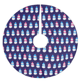 Falda Para El Árbol De Navidad De Poliéster Hombres de nieve rosa y azul en invierno