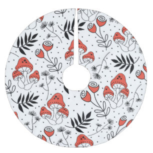 Falda Para El Árbol De Navidad De Poliéster Hongos hongos en hongos: Arte de la Línea de la Na