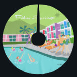 Falda Para El Árbol De Navidad De Poliéster Hotel Retro Palm Springs Tree Skirt<br><div class="desc">Esta falda de árbol de Navidad del Retro Palm Springs Hotel es tan fabulosa como kitschy. Su brillante y brillante fachada de arco iris queda eclipsada por las montañas de color verde limón y palmeras espectacularmente icónicas. Hay un fiesta en la piscina con bellezas para bañarse y hombres musculares tomando...</div>
